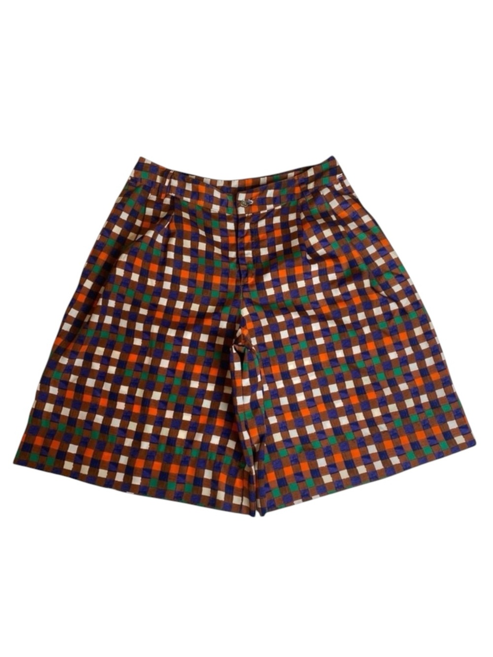 Duro Olowu 𑁍 Window Pane Print Plaid Shorts 𑁍 Wild Red Multicolor 𑁍 XS S 4 𑁍 - Picture 3 of 16